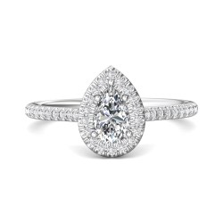 FlyerFit® 18K White Gold Micropave Halo Engagement Ring