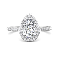 FlyerFit® 14K White Gold Micropave Halo Engagement Ring