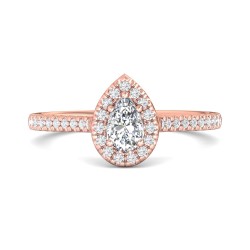 FlyerFit® 18K Pink Gold Micropave Halo Engagement Ring