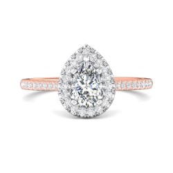 FlyerFit® 14K Pink Gold Shank And White Gold Top Micropave Halo Engagement Ring