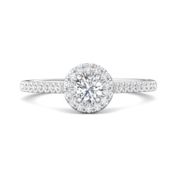 FlyerFit® 14K White Gold Micropave Halo Engagement Ring