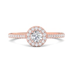 FlyerFit® 18K Pink Gold Micropave Halo Engagement Ring