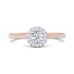 FlyerFit® 14K Pink Gold Shank And White Gold Top Micropave Halo Engagement Ring