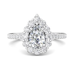 FlyerFit® 18K White Gold Micropave Halo Engagement Ring