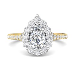 FlyerFit® 14K Yellow and 14K White Gold Micropave Halo Engagement Ring