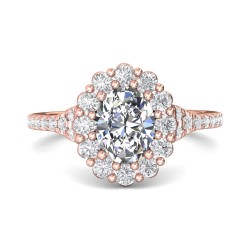 FlyerFit® 18K Pink Gold Micropave Halo Engagement Ring
