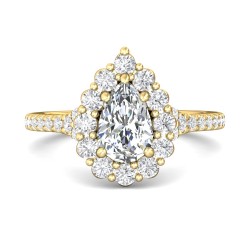 FlyerFit® 18K Yellow Gold Micropave Halo Engagement Ring
