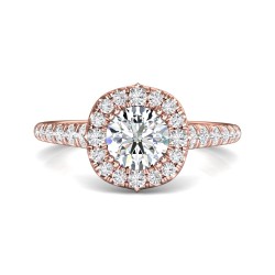 FlyerFit® 18K Pink Gold Micropave Halo Engagement Ring