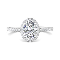 FlyerFit® 14K White Gold Micropave Halo Engagement Ring