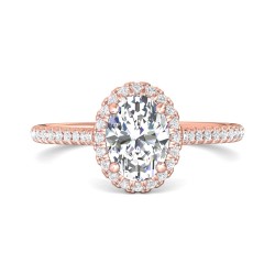 FlyerFit® 18K Pink Gold Micropave Halo Engagement Ring
