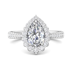 FlyerFit® Platinum Micropave Halo Engagement Ring