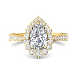 FlyerFit® 14K Yellow Gold Micropave Halo Engagement Ring