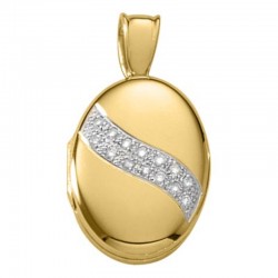 Yellow GoldDiamond Double Row Oval Locket Charm