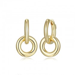 SIMPATICO HOOP CIRCLE DROP EARRING S/S W/ RUBY LOGO YG VERM