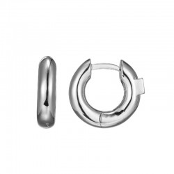 SIMPATICO HUGGIE HOOP EARRING S/S W/ RUBY LOGO