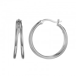 SIMPATICO HOOP EARRING S/S W/ RUBY LOGO