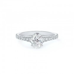 Forevermark Icon Setting Oval Engagement Ring with Diamond Band