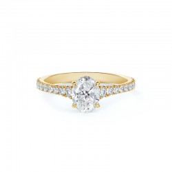 Forevermark Icon Setting Oval Engagement Ring with Diamond Band