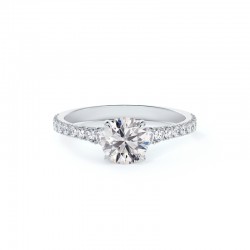 Forevermark Icon Setting Round Engagement Ring with Diamond Band
