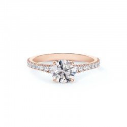 Forevermark Icon Setting Round Engagement Ring with Diamond Band