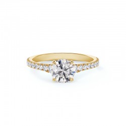 Forevermark Icon Setting Round Engagement Ring with Diamond Band