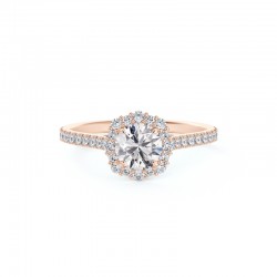Center of My Universe Floral Halo Engagement Ring with Diamond Band
