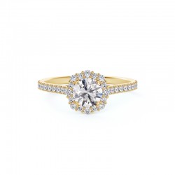 Center of My Universe Floral Halo Engagement Ring with Diamond Band