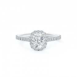 Center of My Universe Cushion Halo Engagement Ring with Diamond Band