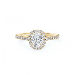 Center of My Universe Cushion Halo Engagement Ring with Diamond Band