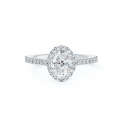 Center of My Universe Oval Halo Engagement Ring with Diamond Band