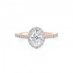 Center of My Universe Oval Halo Engagement Ring with Diamond Band