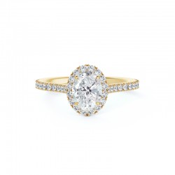 Center of My Universe Oval Halo Engagement Ring with Diamond Band