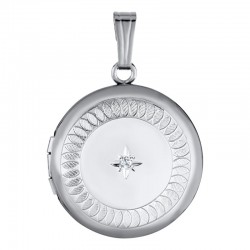 Silver Diamond Round Locket Charm