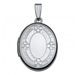 Silver Hand Engraved Oval Locket Charm