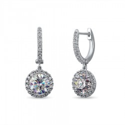 Halo Drop Diamond Earrings