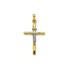 HOLLOW 3D CRUCIFIX 14K W/YG