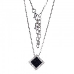 BLUE GOLD STONE AND CZ NEFER COLLECTION NECKLACE 17''+2'' S/S W/ RUBY LOGO