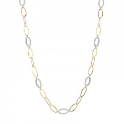 NAVETTE COLLECTION 17''+2'' NECKLACE S/S YG VERM W/ RUBY LOGO