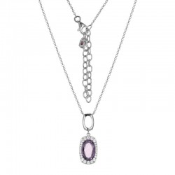 AUREOLE COLLECTION AMETHYST AND CZ 17''+3'' NECKLACE S/S W/ RUBY LOGO