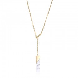 HOWLITE & CZ SPATIAL COLLECTION 17''+3'' NECKLACE S/S W/ RUBY LOGO YG VERM
