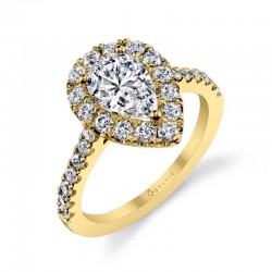 Pear Shaped Classic Halo Engagement Ring - Jacalyn