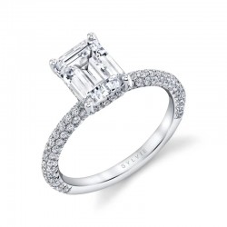 Classic Engagement Ring with Pave Diamonds - Jayla