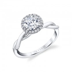 Spiral Engagement Ring with Halo - Coralie