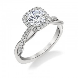 Spiral Engagement Ring with Halo - Coralie