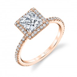 Princess Cut Classic Halo Engagement Ring - Vivian