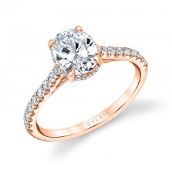 Oval Cut Classic Hidden Halo Engagement Ring - Harmonie