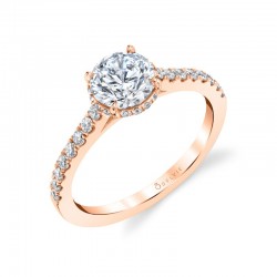 Round Cut Classic Hidden Halo Engagement Ring - Anastasia