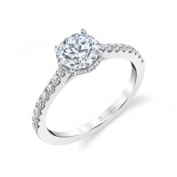 Round Cut Classic Hidden Halo Engagement Ring - Anastasia