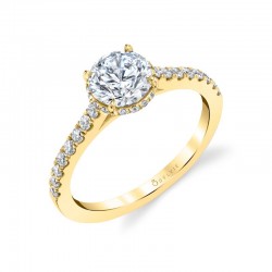 Round Cut Classic Hidden Halo Engagement Ring - Anastasia