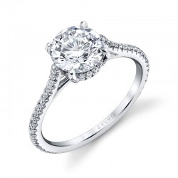 Modern Hidden Halo Engagement Ring - Valencia